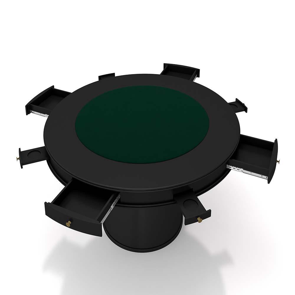 Mesa de Jogos Carteado 4 Lugares Bellagio com Gavetas e Tampo Reversível Base Cone com Tecido Preto/Verde G42 - Gran Belo