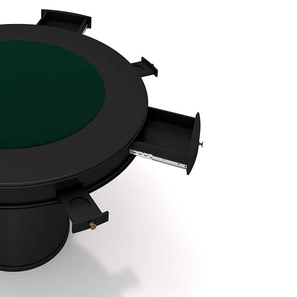 Mesa de Jogos Carteado 4 Lugares Bellagio com Gavetas e Tampo Reversível Base Cone com Tecido Preto/Verde G42 - Gran Belo