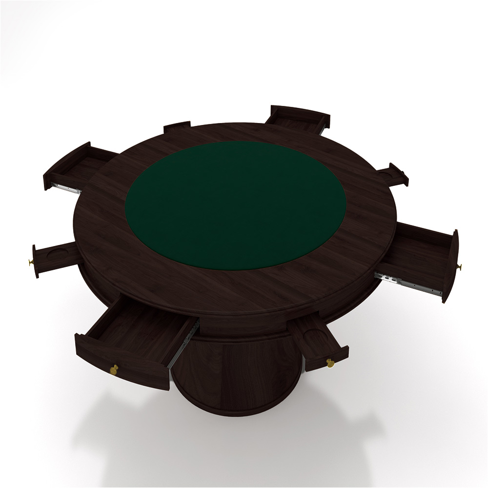 Mesa de Jogos Carteado 4 Lugares Bellagio com Gavetas e Tampo Reversível Base Cone com Tecido Tabaco/Verde G42 - Gran Belo