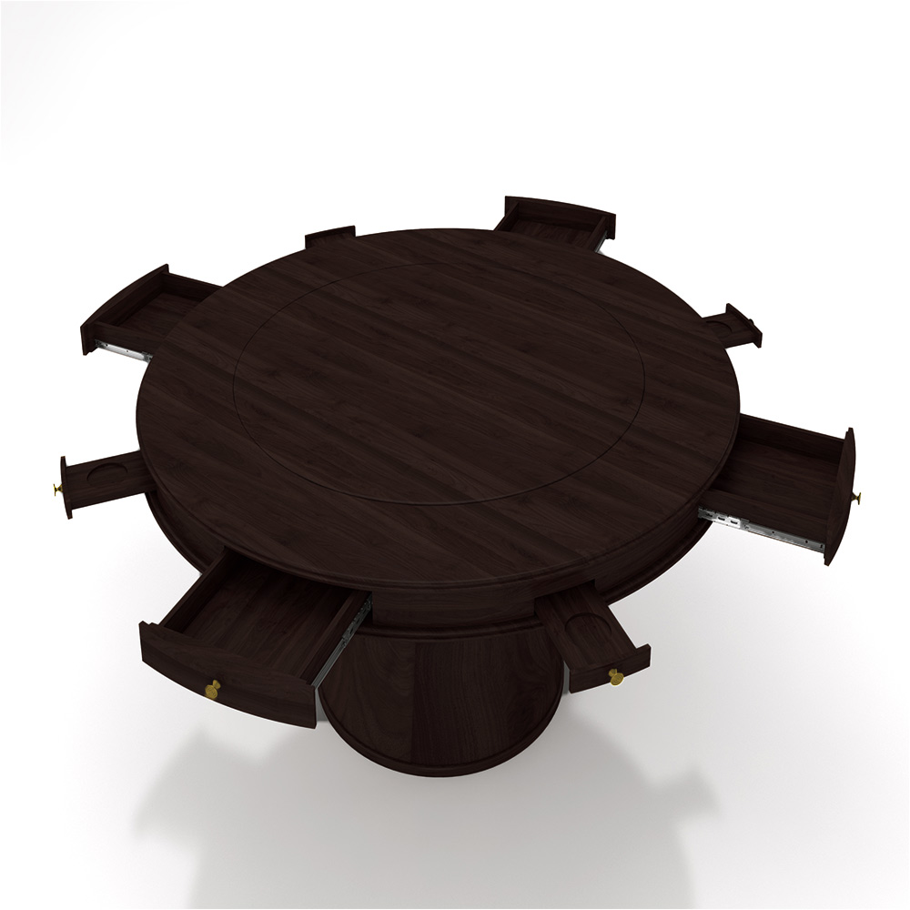 Mesa de Jogos Carteado 4 Lugares Bellagio com Gavetas e Tampo Reversível Base Cone com Tecido Tabaco/Verde G42 - Gran Belo