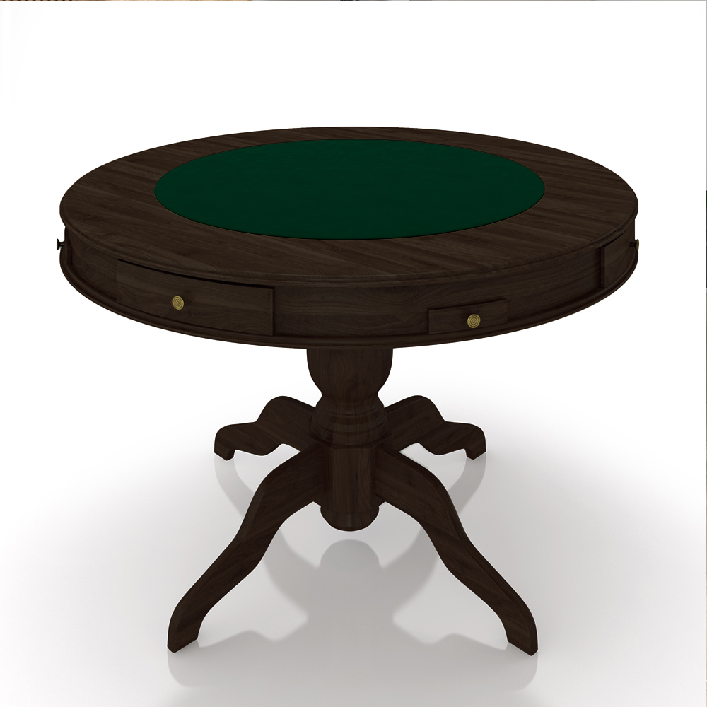 Mesa de Jogos Carteado 4 Lugares Bellagio com Gavetas e Tampo Reversível Base Estrela com Tecido Capuccino/Verde G42 - Gran Belo