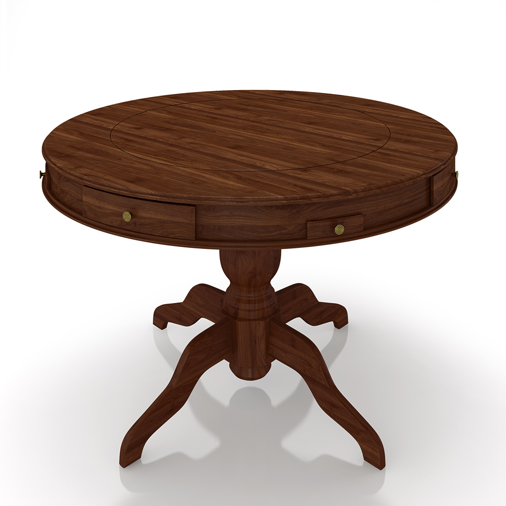 Mesa de Jogos Carteado 4 Lugares Bellagio com Gavetas e Tampo Reversível Base Estrela com Tecido Imbuia/Verde G42 - Gran Belo