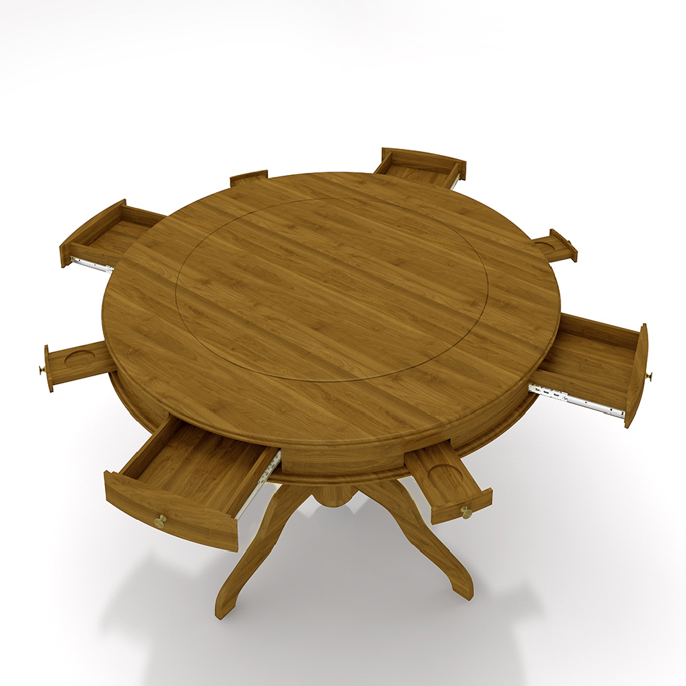 Mesa de Jogos Carteado 4 Lugares Bellagio com Gavetas e Tampo Reversível Base Estrela com Tecido Mel/Verde G42 - Gran Belo