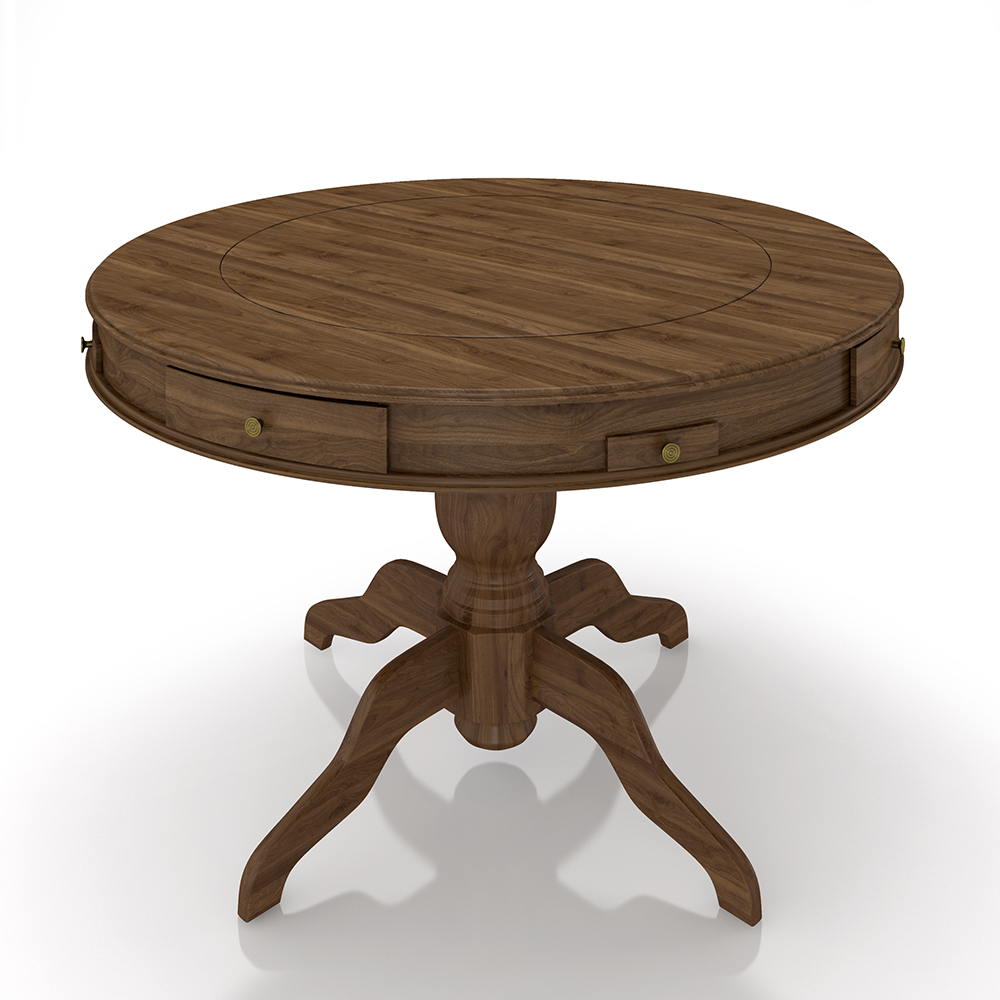 Mesa de Jogos Carteado 4 Lugares Bellagio com Gavetas e Tampo Reversível Base Estrela com Tecido Nogueira/Verde G42 - Gran Belo