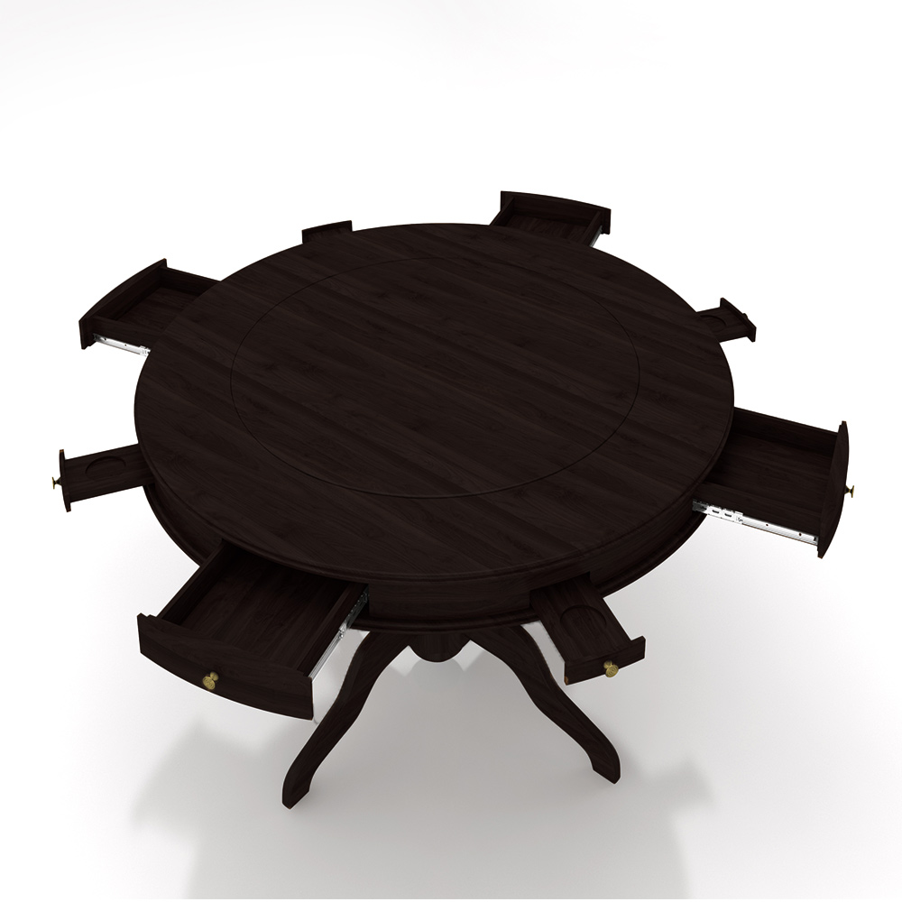 Mesa de Jogos Carteado 4 Lugares Bellagio com Gavetas e Tampo Reversível Base Estrela com Tecido Tabaco/Verde G42 - Gran Belo