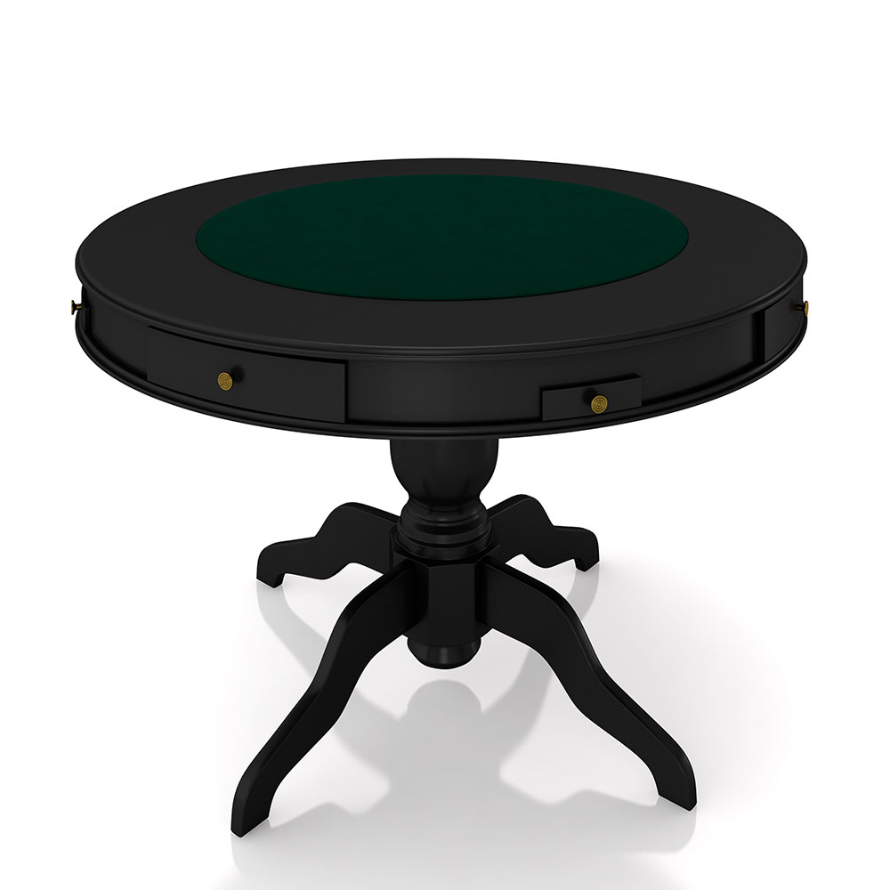 Mesa de Jogos Carteado 4 Lugares Bellagio com Gavetas e Tampo Reversível com Tecido Preto/Verde G42 - Gran Belo