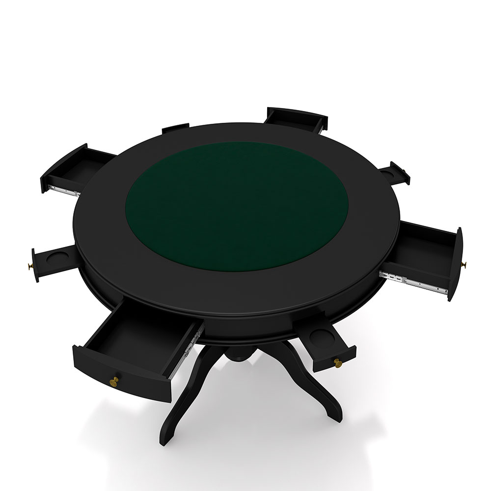 Mesa de Jogos Carteado 4 Lugares Bellagio com Gavetas e Tampo Reversível com Tecido Preto/Verde G42 - Gran Belo