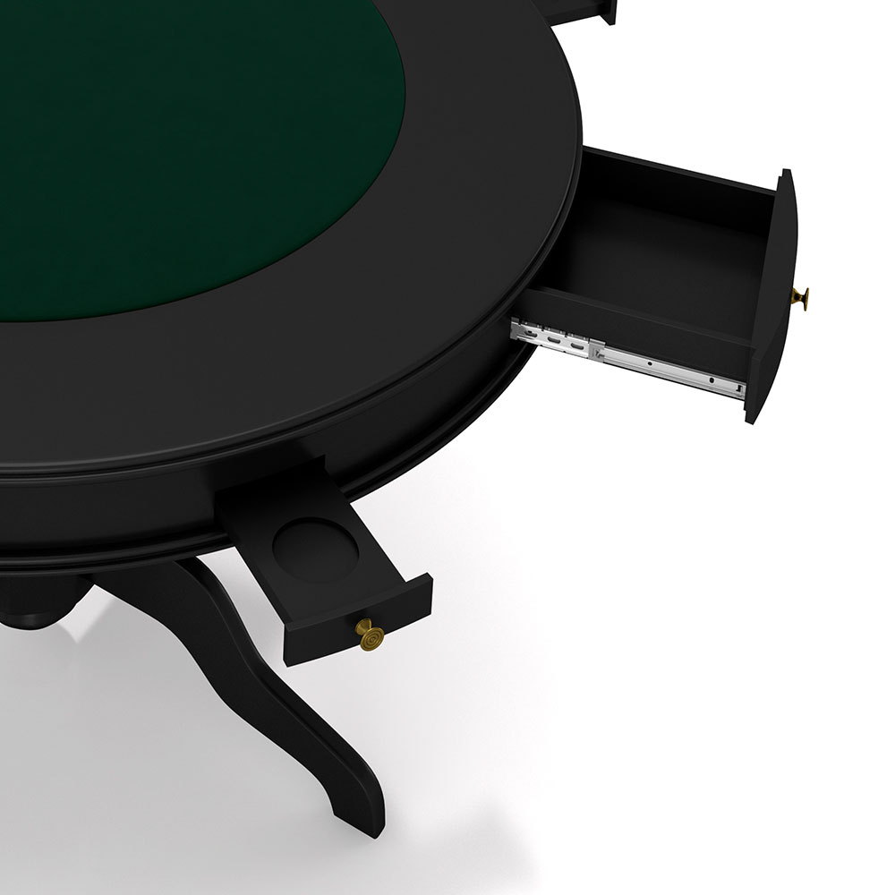 Mesa de Jogos Carteado 4 Lugares Bellagio com Gavetas e Tampo Reversível com Tecido Preto/Verde G42 - Gran Belo