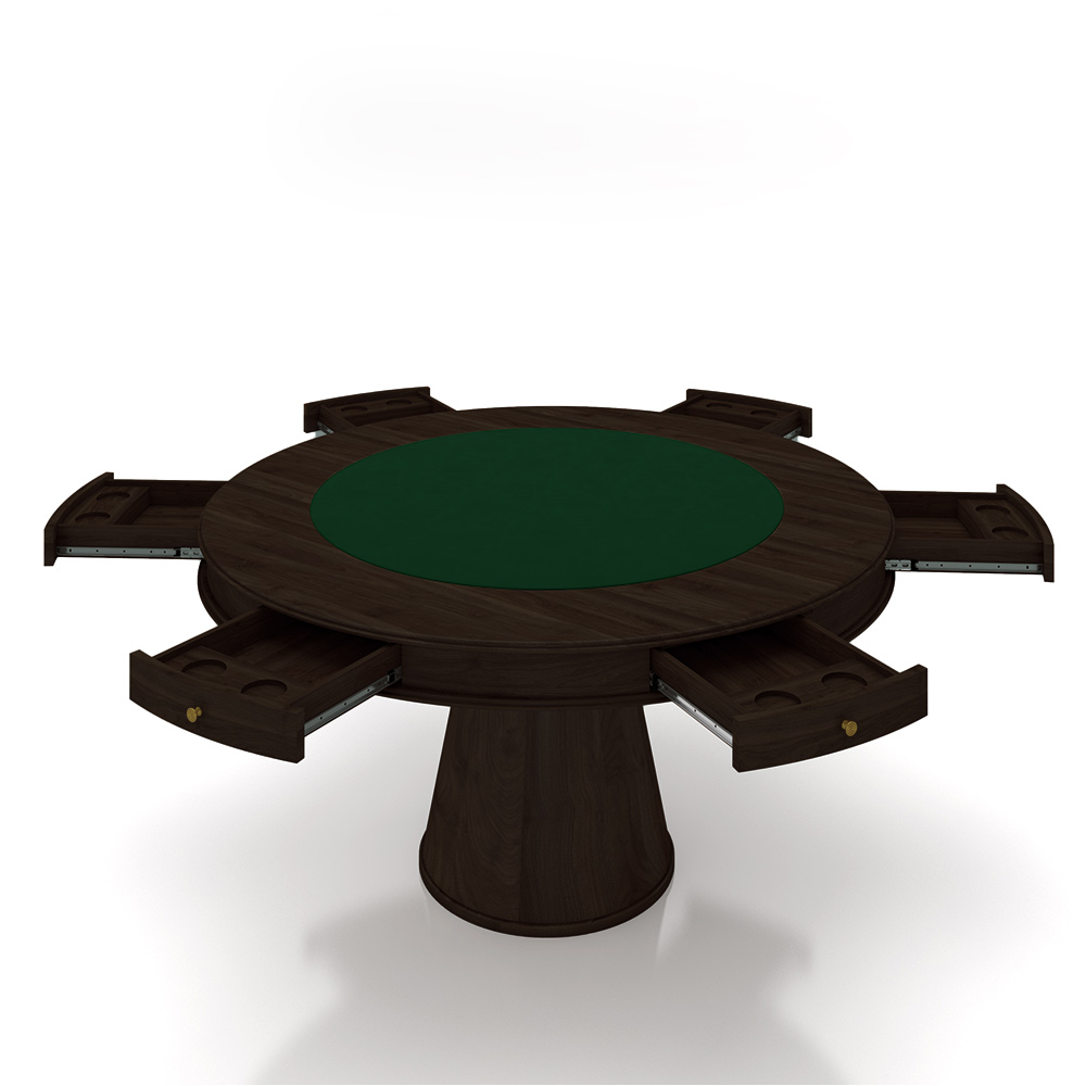 Mesa de Jogos Carteado 6 Lugares Bellagio com Gavetas e Tampo Reversível Base Cone com Tecido Capuccino/Verde G42 - Gran Belo