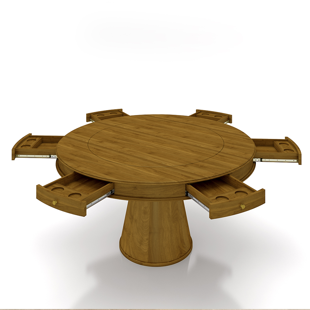 Mesa de Jogos Carteado 6 Lugares Bellagio com Gavetas e Tampo Reversível Base Cone com Tecido Mel/Verde G42 - Gran Belo