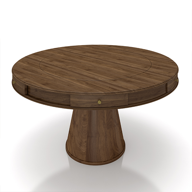 Mesa de Jogos Carteado 6 Lugares Bellagio com Gavetas e Tampo Reversível Base Cone com Tecido Nogueira/Verde G42 - Gran Belo