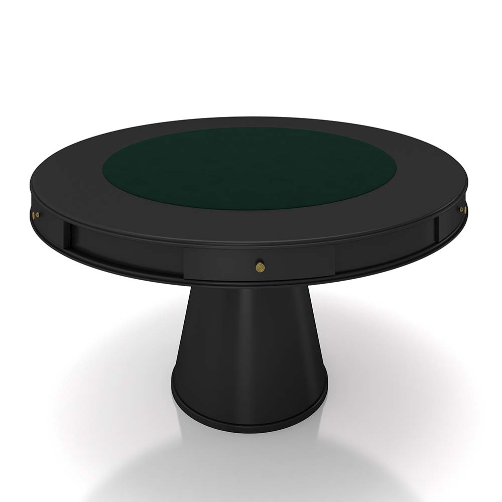 Mesa de Jogos Carteado 6 Lugares Bellagio com Gavetas e Tampo Reversível Base Cone com Tecido Preto/Verde G42 - Gran Belo