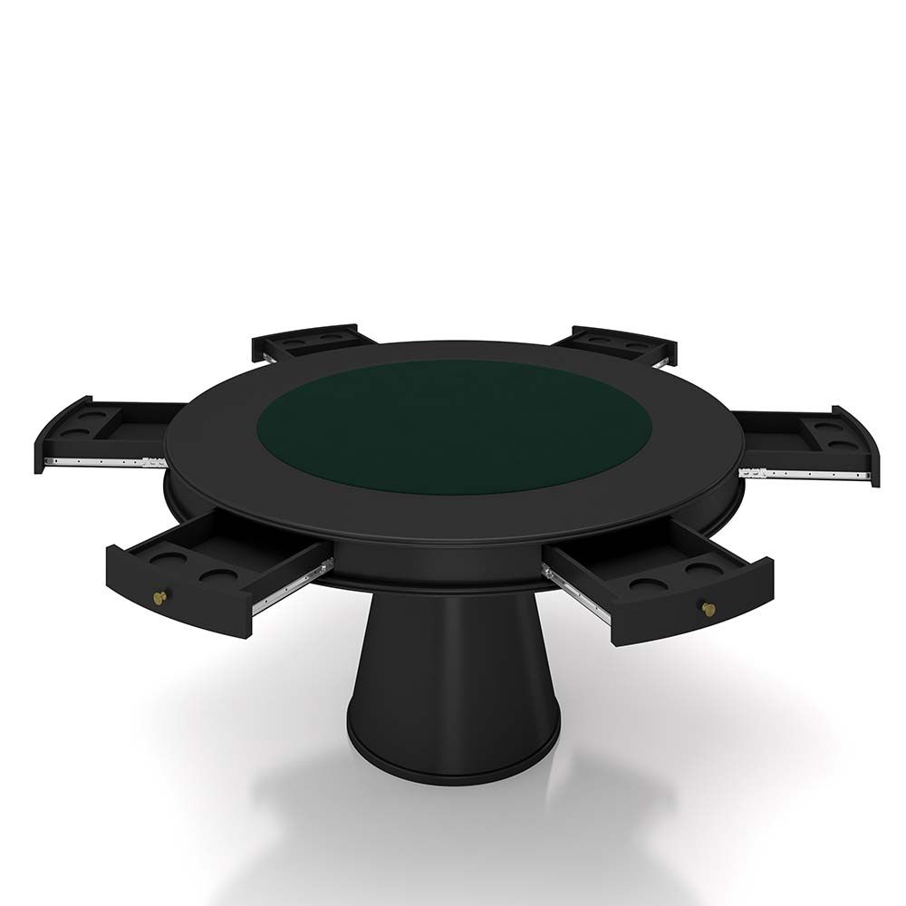 Mesa de Jogos Carteado 6 Lugares Bellagio com Gavetas e Tampo Reversível Base Cone com Tecido Preto/Verde G42 - Gran Belo