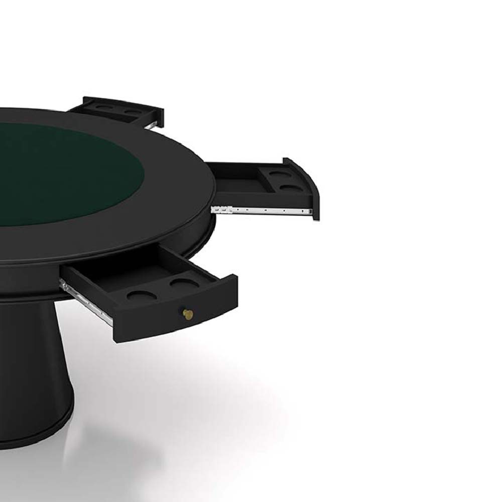 Mesa de Jogos Carteado 6 Lugares Bellagio com Gavetas e Tampo Reversível Base Cone com Tecido Preto/Verde G42 - Gran Belo