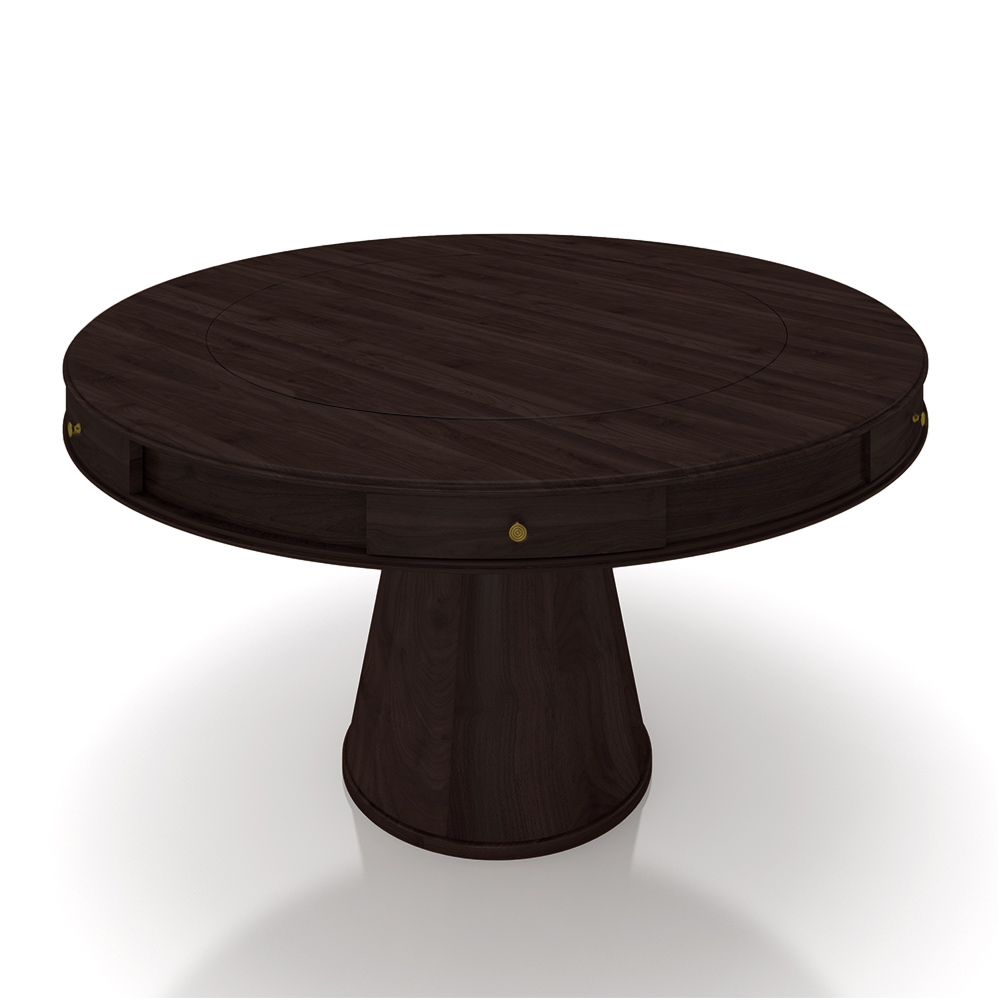 Mesa de Jogos Carteado 6 Lugares Bellagio com Gavetas e Tampo Reversível Base Cone com Tecido Tabaco/Verde G42 - Gran Belo