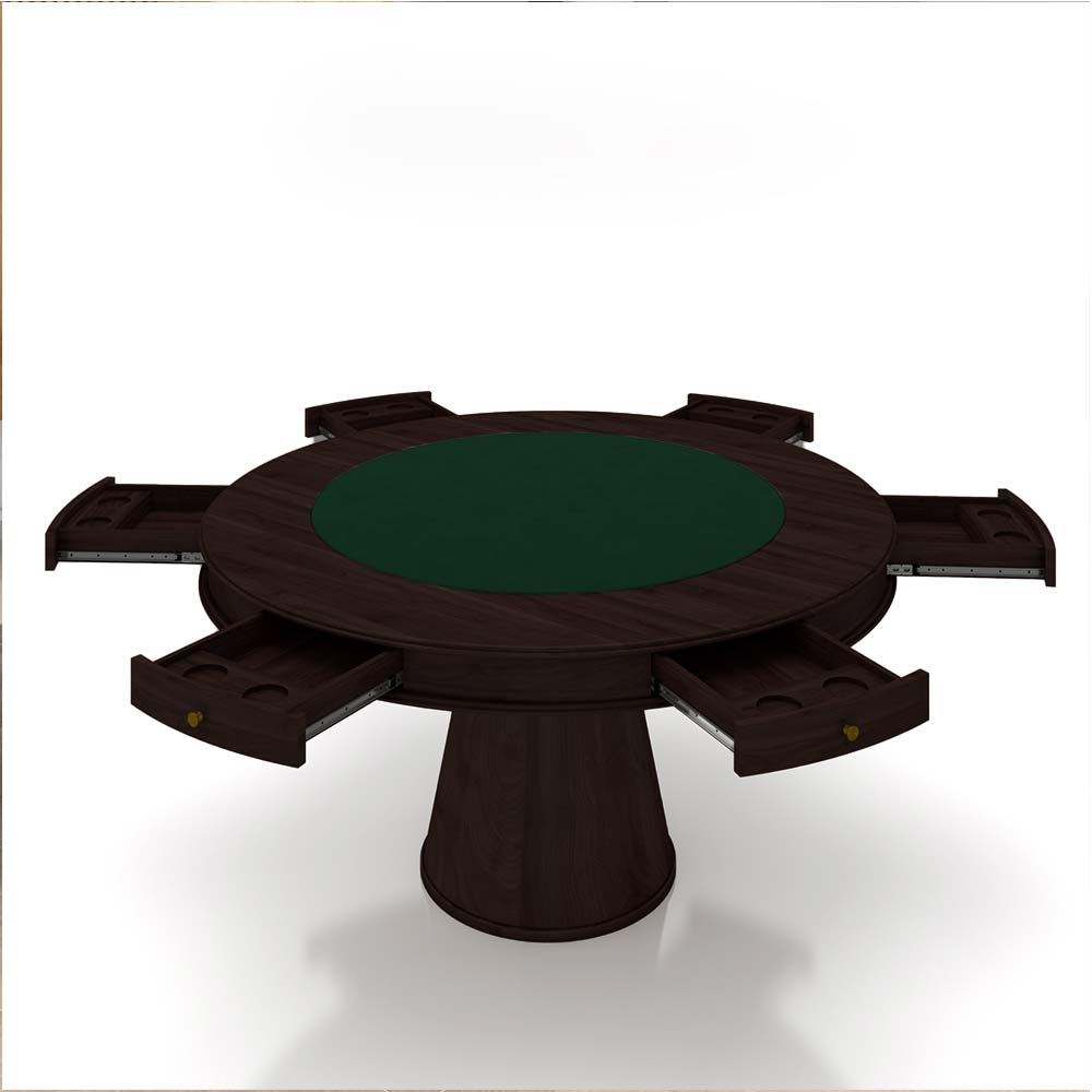 Mesa de Jogos Carteado 6 Lugares Bellagio com Gavetas e Tampo Reversível Base Cone com Tecido Tabaco/Verde G42 - Gran Belo