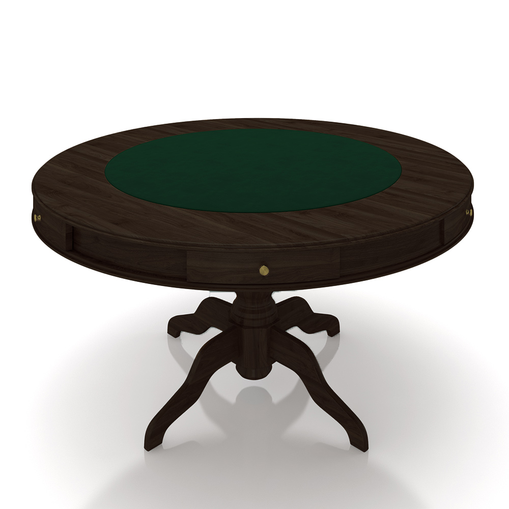 Mesa de Jogos Carteado 6 Lugares Bellagio com Gavetas e Tampo Reversível Base Estrela com Tecido Capuccino/Verde G42 - Gran Belo