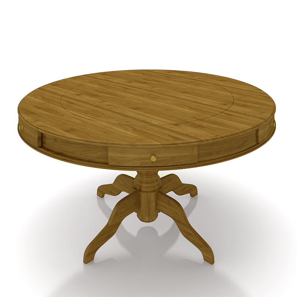 Mesa de Jogos Carteado 6 Lugares Bellagio com Gavetas e Tampo Reversível Base Estrela com Tecido Mel/Verde G42 - Gran Belo