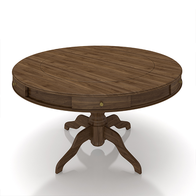 Mesa de Jogos Carteado 6 Lugares Bellagio com Gavetas e Tampo Reversível Base Estrela com Tecido Nogueira/Verde G42 - Gran Belo