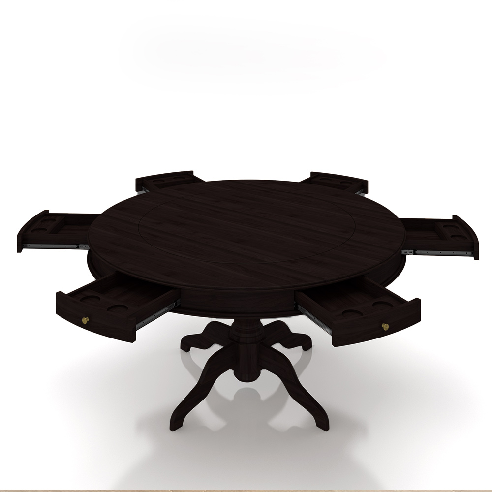 Mesa de Jogos Carteado 6 Lugares Bellagio com Gavetas e Tampo Reversível Base Estrela com Tecido Tabaco/Verde G42 - Gran Belo