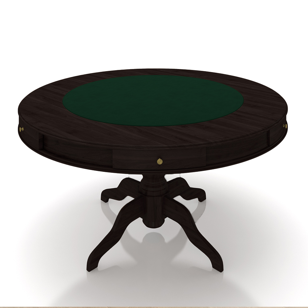 Mesa de Jogos Carteado 6 Lugares Bellagio com Gavetas e Tampo Reversível Base Estrela com Tecido Tabaco/Verde G42 - Gran Belo