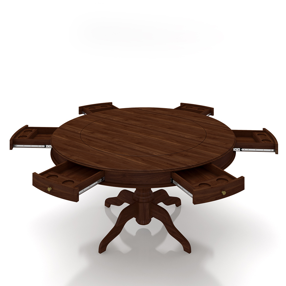 Mesa de Jogos Carteado 6 Lugares Bellagio com Gavetas e Tampo Reversível com Tecido Imbuia/Verde G42 - Gran Belo