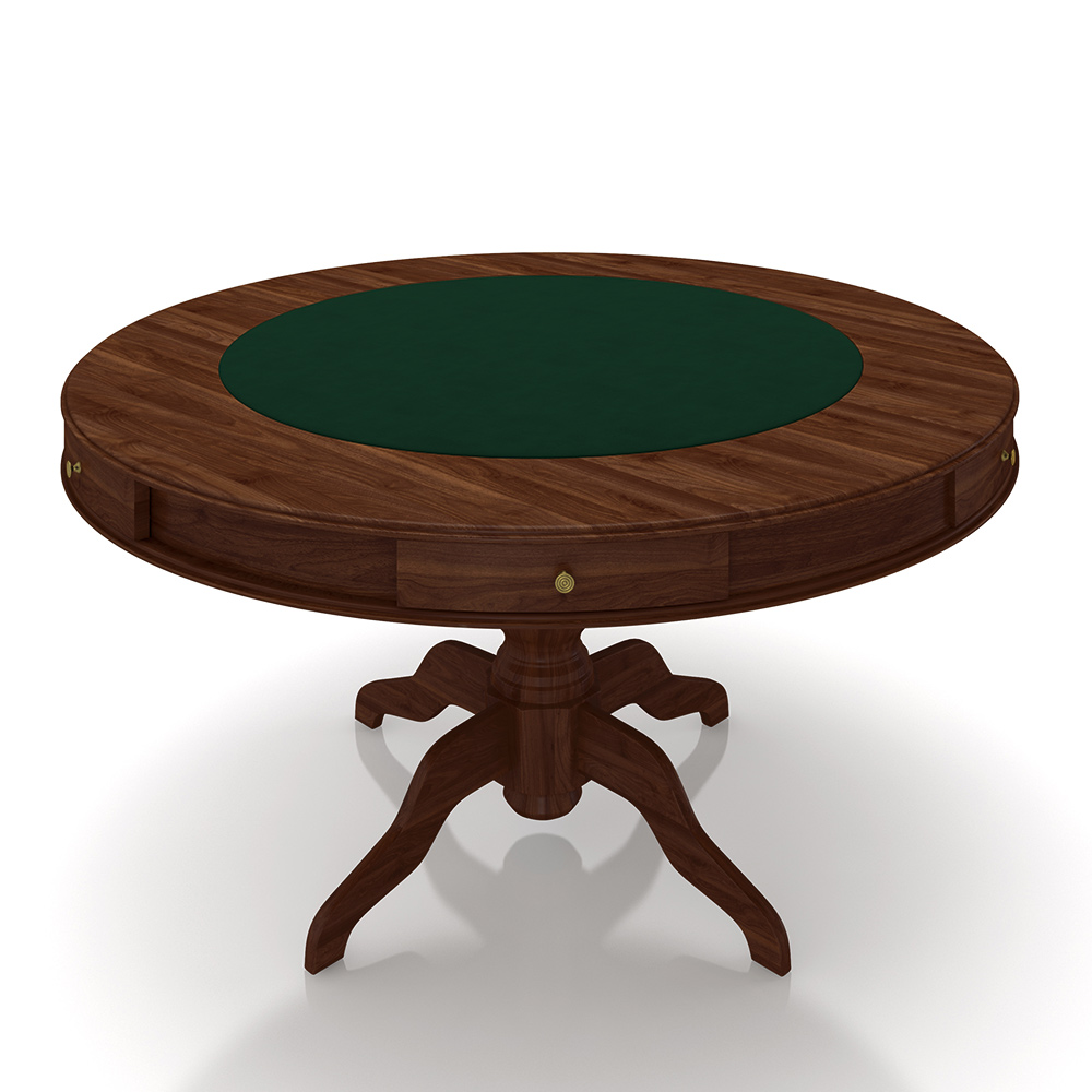 Mesa de Jogos Carteado 6 Lugares Bellagio com Gavetas e Tampo Reversível com Tecido Imbuia/Verde G42 - Gran Belo