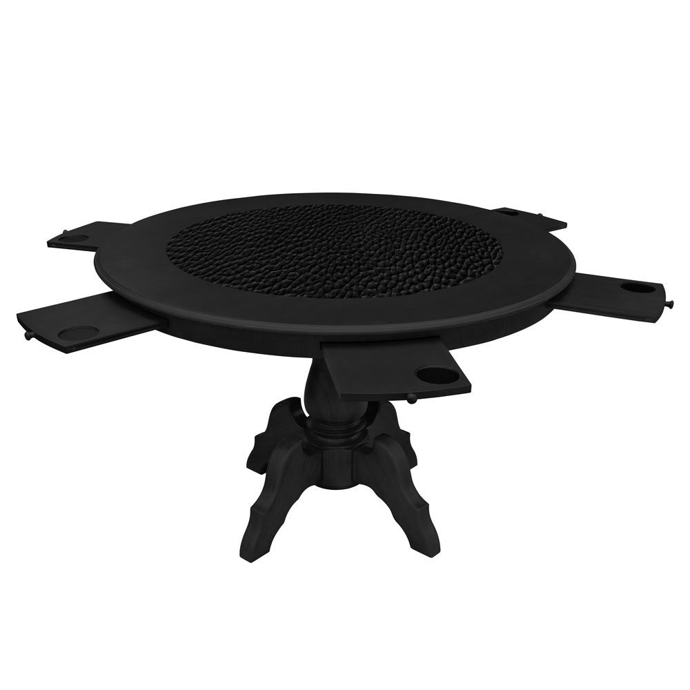 Mesa de Jogos Carteado Montreal 6 Lugares Redonda Tampo Reversível com Gavetas e Porta Copos Preto Fosco G36 - Gran Belo