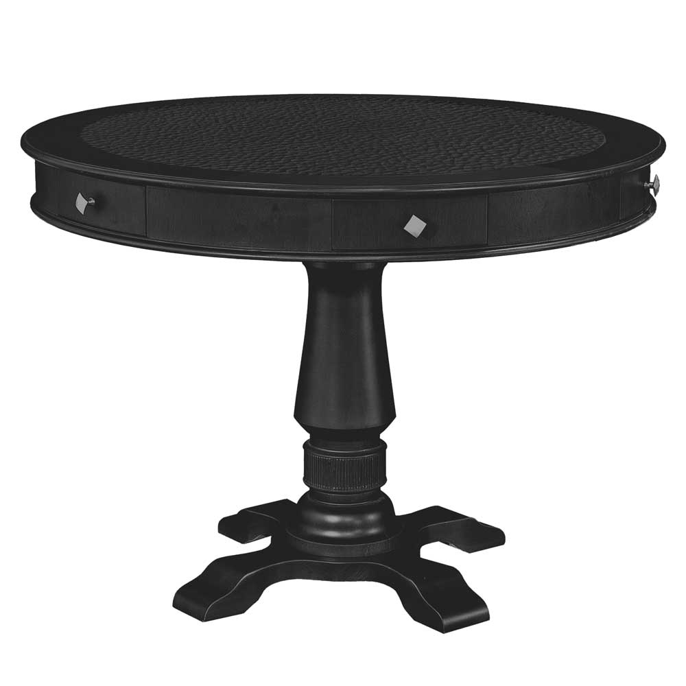 Mesa de Jogos Carteado Redonda 4 Lugares Victoria Tampo Reversível com Gavetas e Porta Copos Preto Fosco G36 - Gran Belo