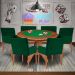 Mesa de Jogos Carteado Redonda Montreal Tampo Reversível Amêndoa com 6 Cadeiras Vicenza Verde G36 G15 - Gran Belo