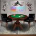 Mesa de Jogos Carteado Redonda Montreal Tampo Reversível Imbuia com 2 Cadeiras Liverpool Corino Preto Liso G36 G15 - Gran Belo