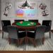 Mesa de Jogos Carteado Redonda Montreal Tampo Reversível Imbuia com 6 Cadeiras Liverpool Corino Preto Liso G36 G15 - Gran Belo