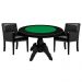 Mesa de Jogos Carteado Redonda Montreal Tampo Reversível Preto com 2 Cadeiras Liverpool Corino Preto Matelassê G36 G15 - Gran Belo