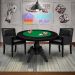Mesa de Jogos Carteado Redonda Montreal Tampo Reversível Preto com 2 Cadeiras Liverpool Corino Preto Matelassê G36 G15 - Gran Belo
