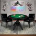 Mesa de Jogos Carteado Redonda Montreal Tampo Reversível Preto com 2 Cadeiras Liverpool PU Sintético Preto Liso G36 G15 - Gran Belo