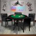 Mesa de Jogos Carteado Redonda Montreal Tampo Reversível Preto com 4 Cadeiras Liverpool Corino Preto Matelassê G36 G15 - Gran Belo