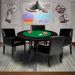 Mesa de Jogos Carteado Redonda Montreal Tampo Reversível Preto com 4 Cadeiras Liverpool PU Sintético Preto Liso G36 G15 - Gran Belo