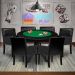 Mesa de Jogos Carteado Redonda Montreal Tampo Reversível Preto com 6 Cadeiras Liverpool Corino Preto Matelassê G36 G15 - Gran Belo