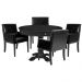 Mesa de Jogos Carteado Redonda Victoria Tampo Reversível Preto com Kit 4 Cadeiras Liverpool PU Preto Liso G36 G15 - Gran Belo