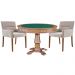 Mesa de Jogos Carteado Victoria Redonda Tampo Reversível Amêndoa com Kit 2 Cadeiras Vicenza Suede Nude G36 G15 - Gran Belo