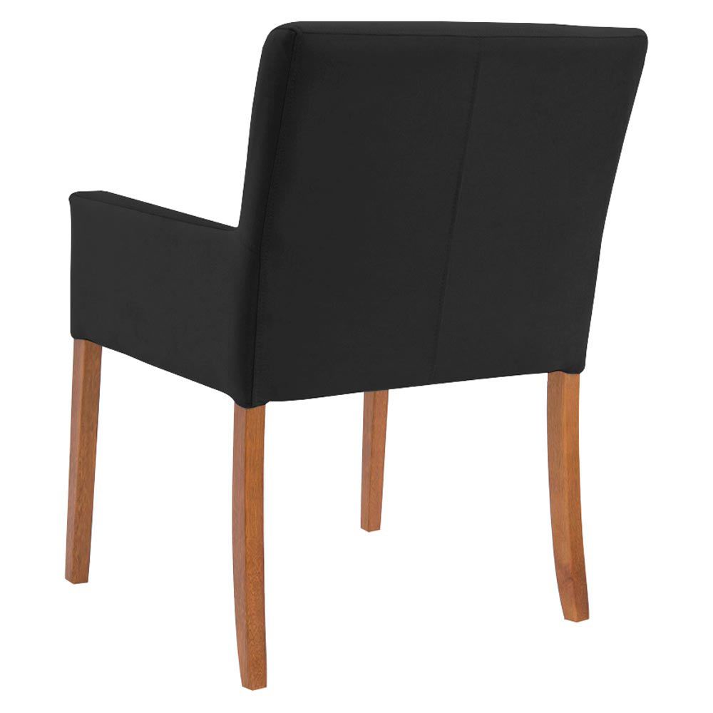 Mesa de Jogos Carteado Victoria Redonda Tampo Reversível Amêndoa com Kit 2 Cadeiras Vicenza Suede Preto Fosco G36 G15 - Gran Belo