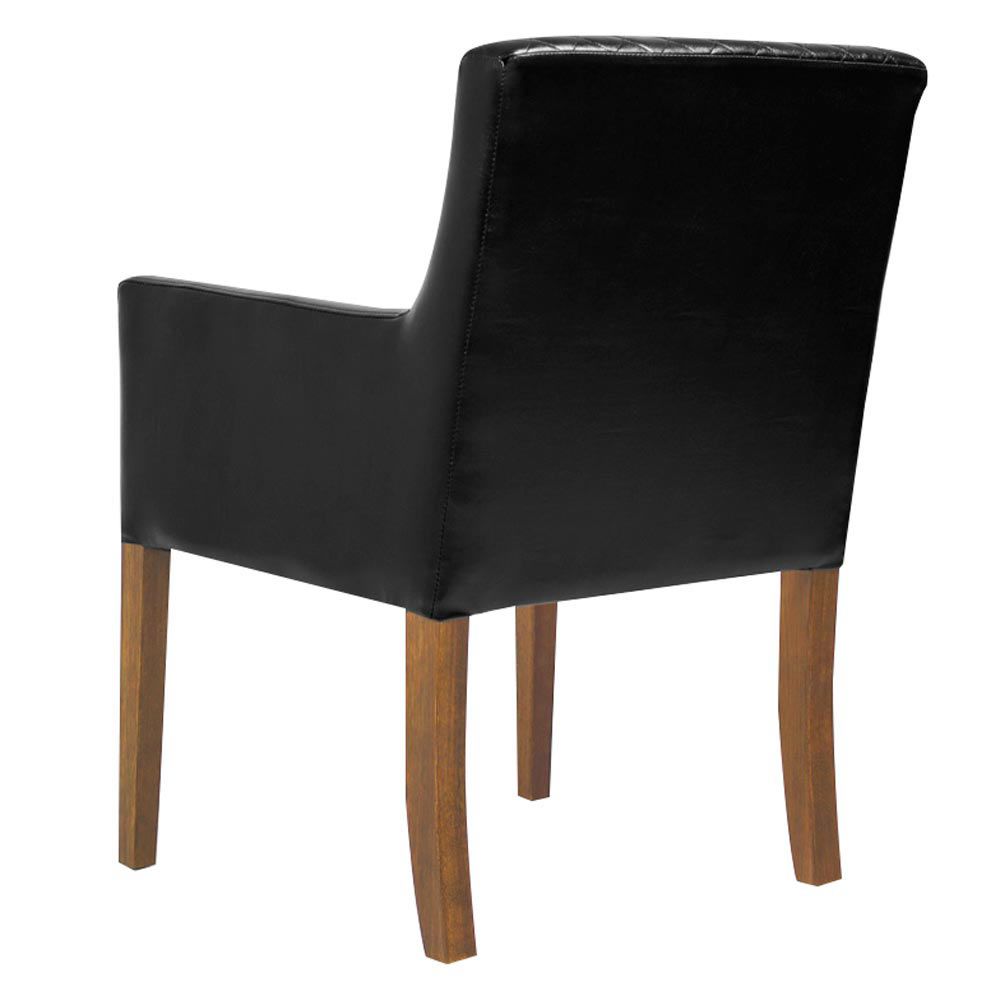 Mesa de Jogos Carteado Victoria Redonda Tampo Reversível Imbuia com Kit 2 Cadeiras Liverpool PU Preto Matelassê G36 G15 - Gran Belo