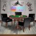 Mesa de Jogos Carteado Victoria Redonda Tampo Reversível Imbuia com Kit 4 Cadeiras Liverpool PU Preto Liso G36 G15 - Gran Belo