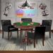 Mesa de Jogos Carteado Victoria Redonda Tampo Reversível Imbuia com Kit 4 Cadeiras Liverpool PU Preto Matelassê G36 G15 - Gran Belo