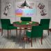Mesa de Jogos Carteado Victoria Redonda Tampo Reversível Imbuia com Kit 4 Cadeiras Vicenza Suede Verde G36 G15 - Gran Belo