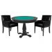 Mesa de Jogos Carteado Victoria Redonda Tampo Reversível Preto com 2 Cadeiras Liverpool PU Preto Liso G36 G15 - Gran Belo