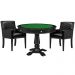 Mesa de Jogos Carteado Victoria Redonda Tampo Reversível Preto com Kit 2 Cadeiras Liverpool PU Preto Matelassê G36 G15 - Gran Belo