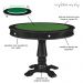 Mesa de Jogos Carteado Victoria Redonda Tampo Reversível Preto com Kit 2 Cadeiras Liverpool PU Preto Matelassê G36 G15 - Gran Belo