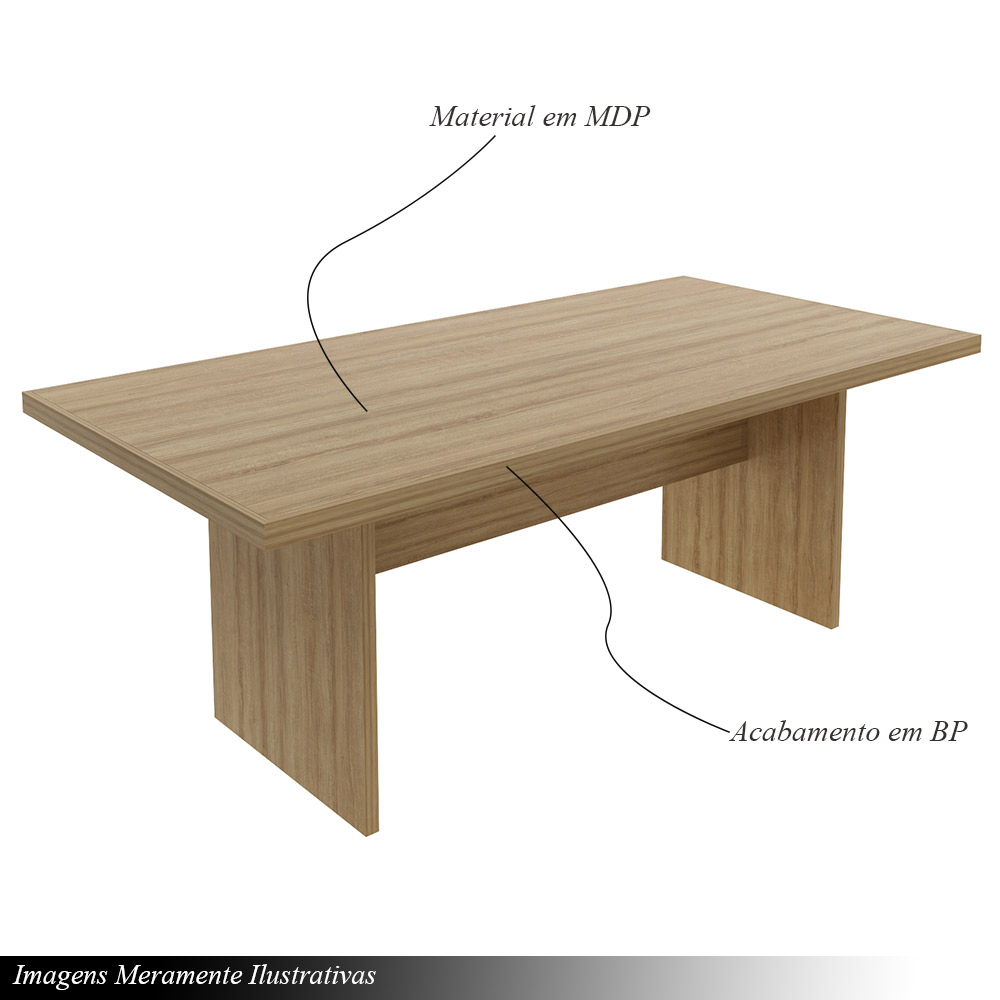 Mesa de Reunião para Escritório Home Office ME4119 MDP Amendoa G69 - Gran Belo
