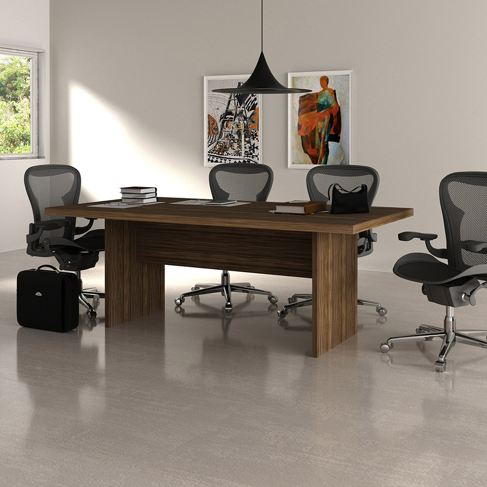 Mesa de Reunião para Escritório Home Office ME4119 MDP Nogal G69 - Gran Belo